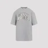 Ganni Oversize Fringe Accent Organic Cotton Graphic T-shirt In Paloma Melange