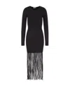 Ganni Black Melange Knit Fringe Mini Dress In Black