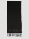 Ganni Women Fringed Scarf In Black