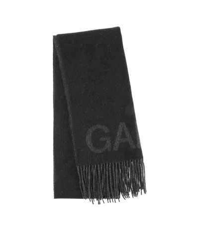 Ganni Fringed Scarf In Black
