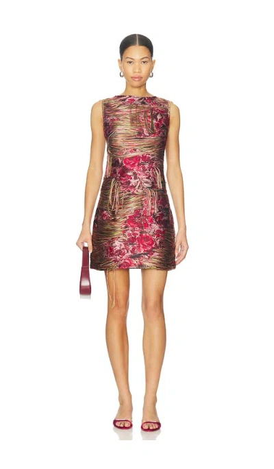 Ganni Fringed Tapestry Jacquard Sleeveless Mini Dress In Multi