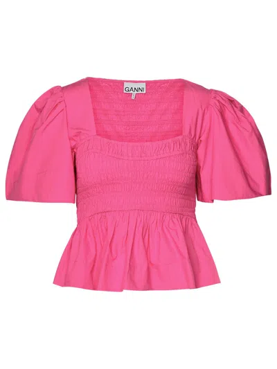 GANNI GANNI FUCHSIA COTTON TOP WOMEN