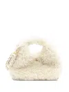 Ganni Hobo Mini Bag In Eco Fur In White