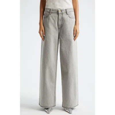 Ganni Future Apparel Wide Leg Jeans In Gray