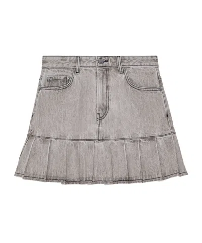 GANNI GREY FUTURE DENIM PLEATED MINI SKIRT