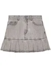 Ganni Grey Future Denim Pleated Mini Skirt In Grey