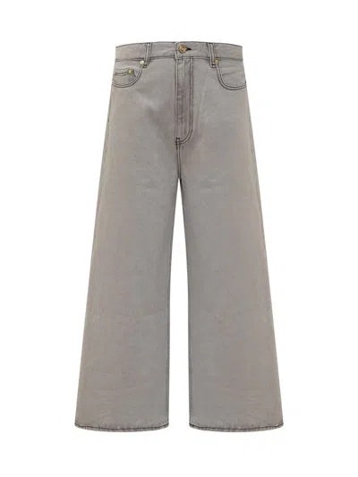 Ganni Future Denim Wide Jea In Grey