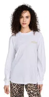 Ganni Future Heavy Jersey Palm Long Sleeve Tee Bright White In Bright White