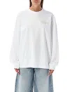 Ganni Future Heavy Jersey Palm Long Sleeve Tee Bright White In Bright White