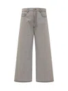 Ganni Future Grey Wide Leg Jeans In Gray Quill