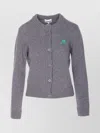 Ganni Future Knit Cardigan Crewneck In Gray