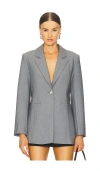 Ganni Future Melange Twill Suiting Blazer In 浅灰
