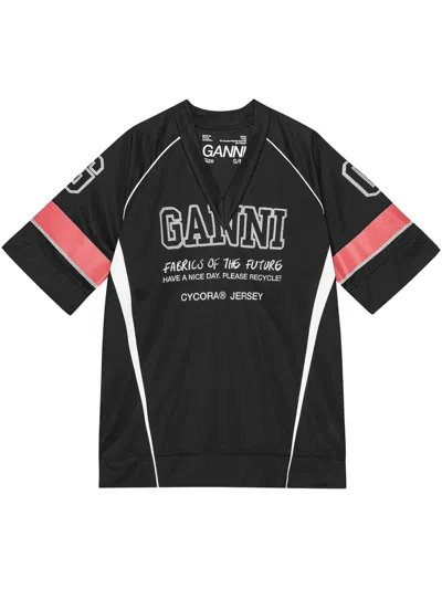 Ganni Future Mesh T-shirt In Black