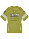 Ganni Green Future Mesh Oversized T-shirt In Green