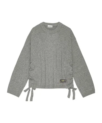 GANNI GREY FUTURE MIXED WOOL OVERSIZED JUMPER