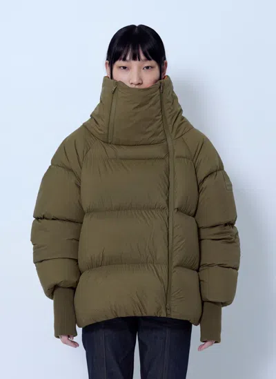 Ganni Future Nylon Quilt Puffer Jacket In Green