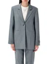 Ganni Future Melange Twill Suiting Blazer In Phantom Grey