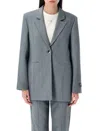 Ganni Future Melange Twill Suiting Blazer In Phantom Grey