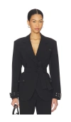 Ganni Future Twill Suitng Blazer In Black