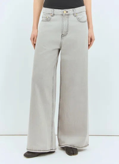 Ganni Future Wide-leg Jeans In Grey