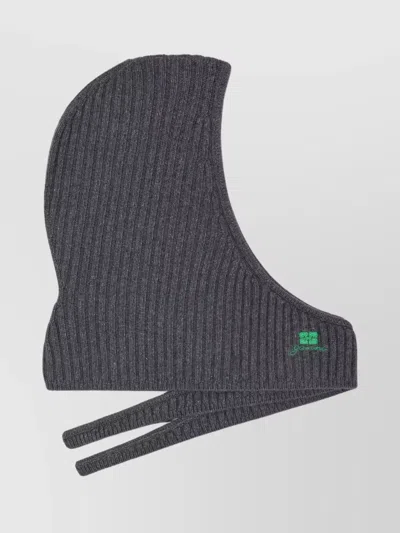 Ganni Future Wool Knit Balaclava With Ear Coverage In Gray