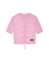 Ganni Womens V-neck Short-sleeves Wool-blend Cardigan Primrose Pink In Pink