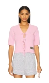Ganni Womens V-neck Short-sleeves Wool-blend Cardigan Primrose Pink In Primrose Pink