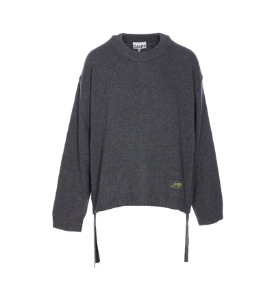 Ganni Future Wool Sweater In Gray