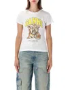 Ganni Organic Cotton T-shirt With Front Print In White