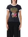 Ganni Teddy Print Crewneck T-shirt In Black