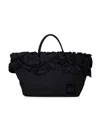 Ganni Black Nylon Ruffled Xxl Shopper Bag