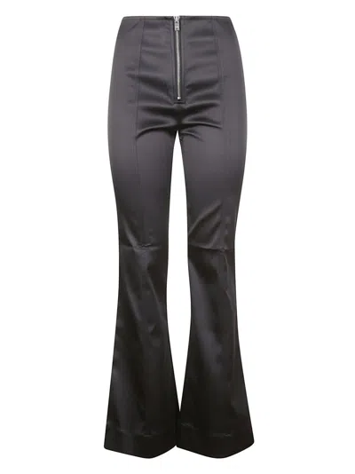 Ganni Flare Satin Trousers In Black
