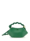 Ganni Bou Mini Green Handbag With Butterfly Logo And Braided Handle In Leather Woman In Multicolor