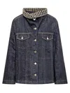 Ganni Bonded Denim Jacket Stitch Detailing In Blue