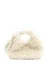 Ganni Hobo Mini Bag In Eco Fur In White