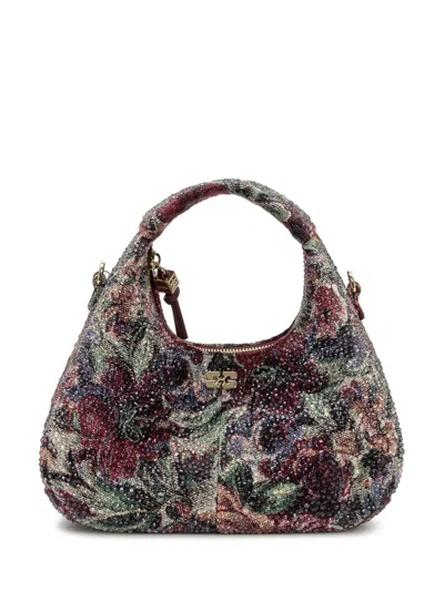Ganni Hobo Mini Bag With Rhinestones In Multi
