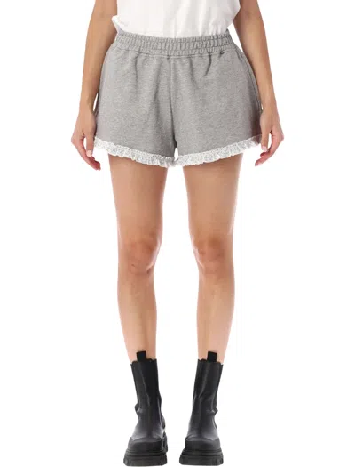 Ganni Isoli Lace Shorts In Gray