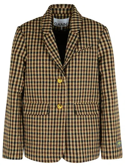 Ganni Jacket In Brown