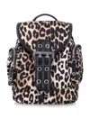 Ganni Mini Leopard Print Drawstring Backpack With Side Zip Pockets In Animal Print