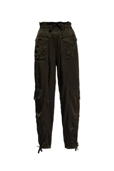 Ganni High-rise Satin Cargo Pants In Black