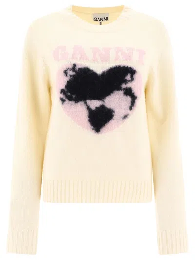 Ganni " Love" Sweater In Yellow