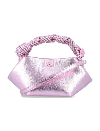 Ganni Metallic Mini Bou Bag In Pink