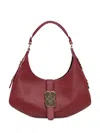Ganni Kat Small Red Shoulder Bag With Adjustable Handle And Logo Plaque On The Front In Leather Woman In Red