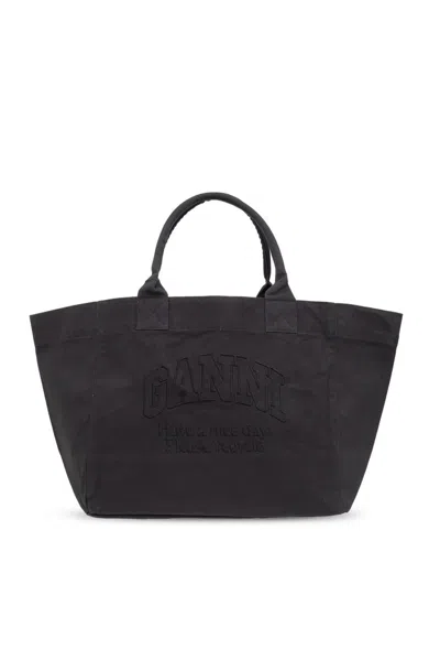 Ganni Shopper Bag In Black