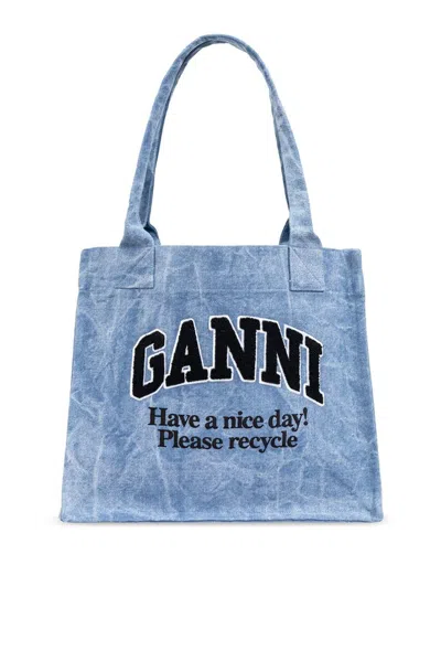 Ganni Shopper Bag In Blue