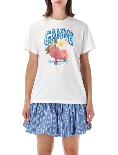 GANNI GANNI GANNI STRAWBERRY PRINT COTTON T-SHIRT