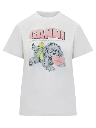 GANNI GANNI GANNI T-SHIRT WITH GRAPHIC PRINT
