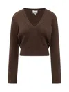 Ganni V-neck Sweater In Burgundy