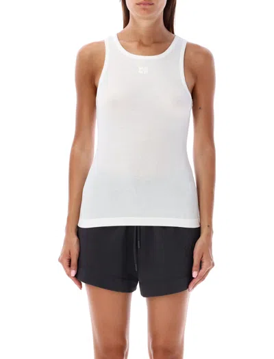 Ganni White Cotton Ribbed Tank Top