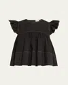 Ganni Garment-dyed Flutter-sleeve Babydoll Top